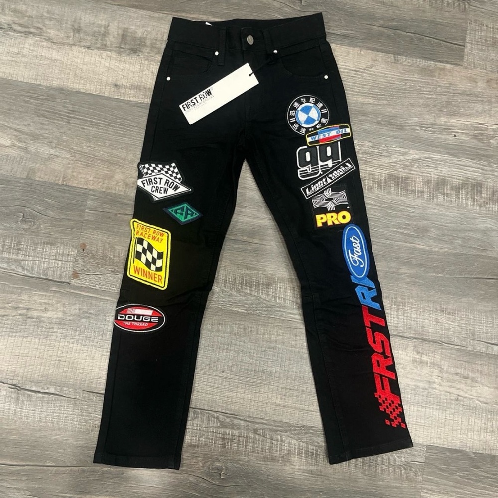 Black Racing Patch Kids Jeans